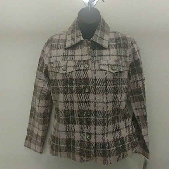 Analogy Petite Khaki Plaid Jacket - Picture 3 of 8